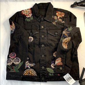 Blank NYC Night Skies floral embroidered denim jac